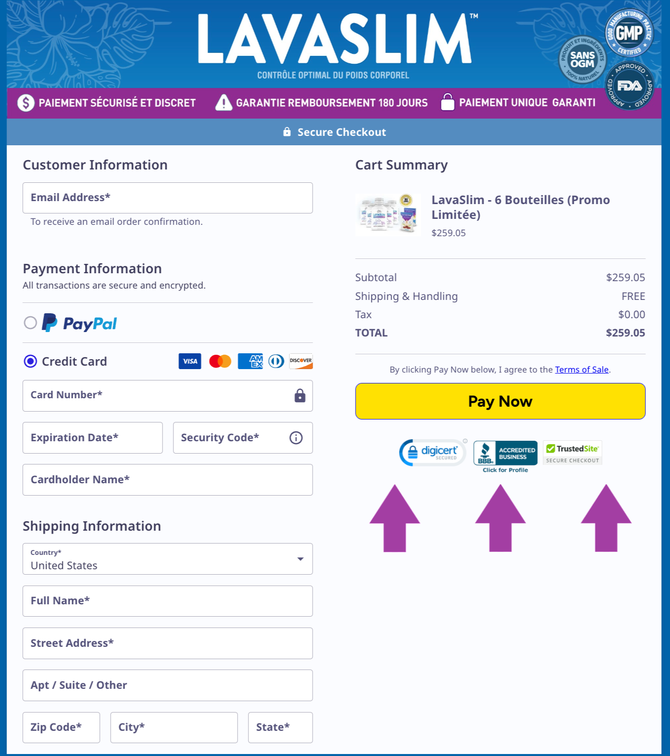 lavaslim-pricing-table